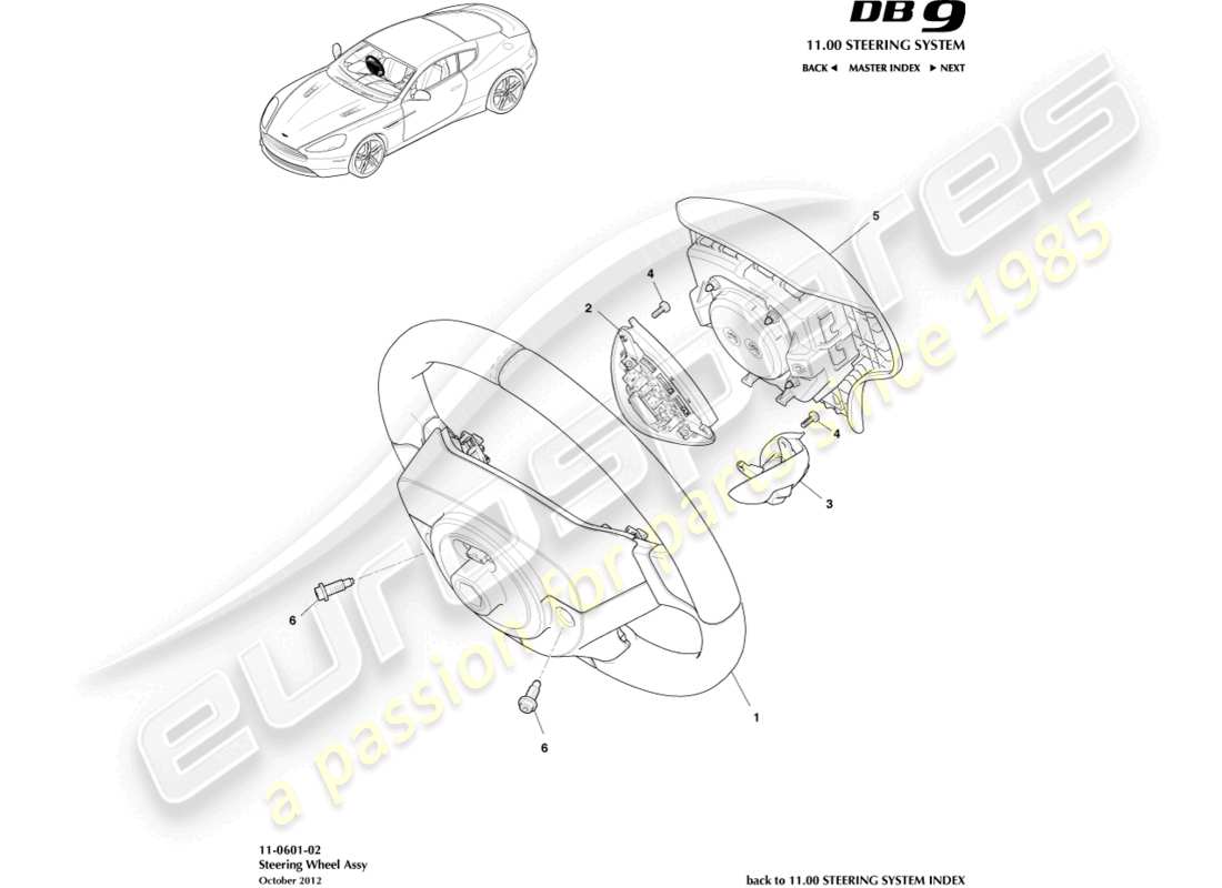 aston martin db9 (2015) lenkrad teilediagramm