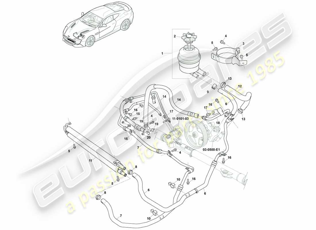 aston martin vanquish (2014) pas-schläuche, rhd 15my auf ersatzteildiagramm