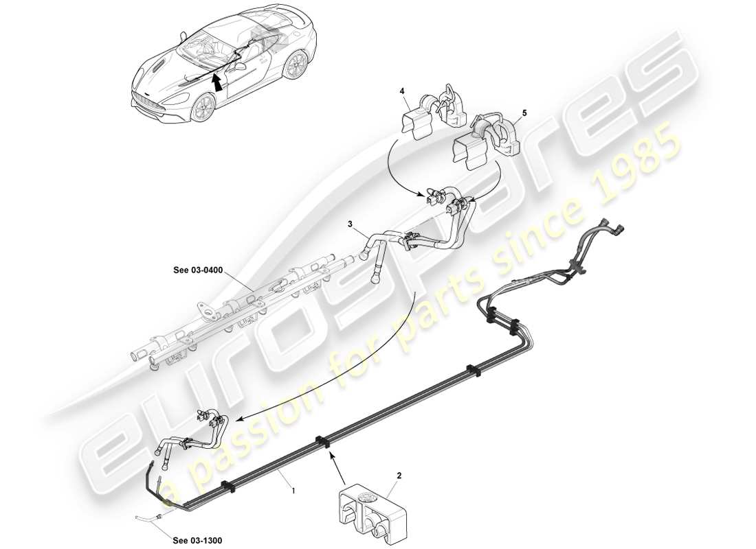 aston martin vanquish (2014) kraftstoffverteilung, nach 15my ersatzteildiagramm