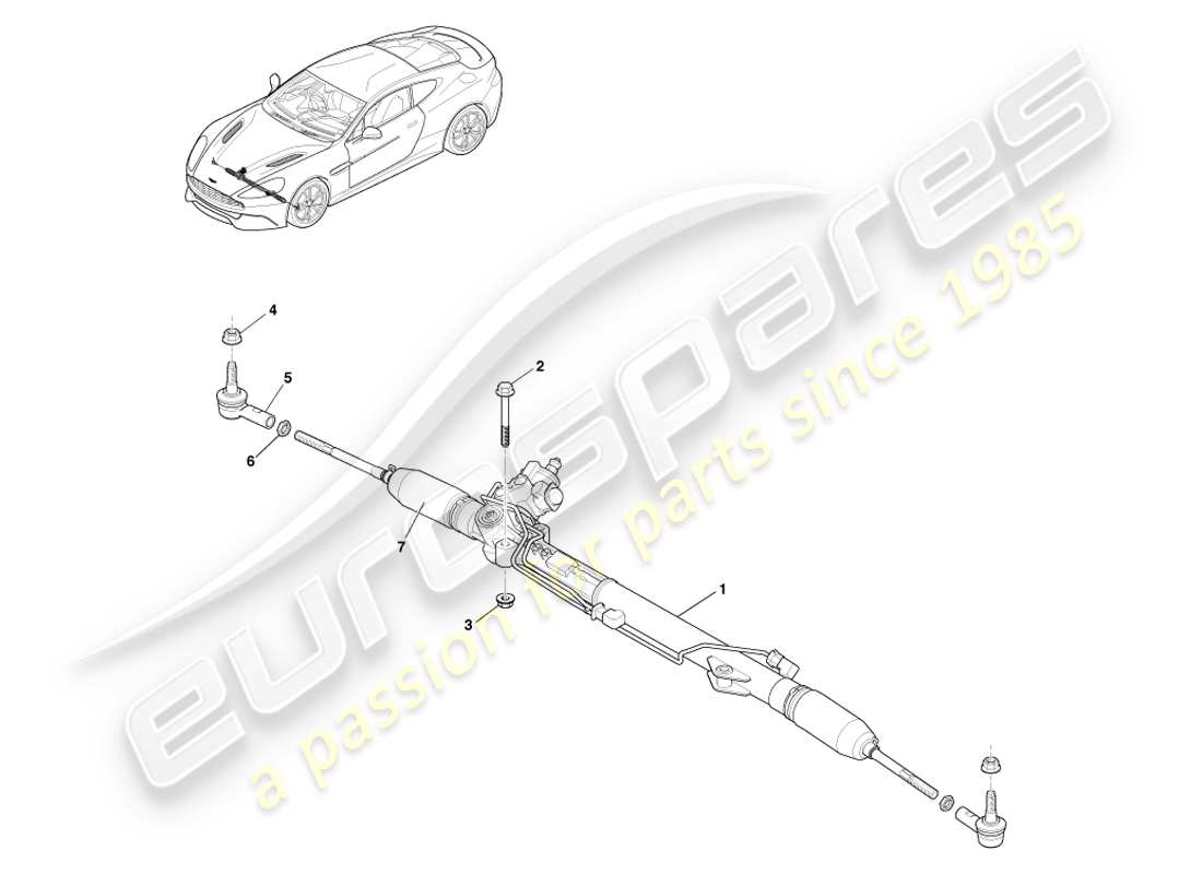 aston martin vanquish (2014) lenkgetriebe, rhd-ersatzteildiagramm