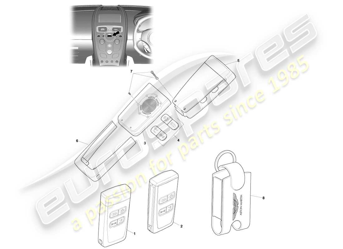 aston martin vanquish (2013) rke-sender-teilediagramm