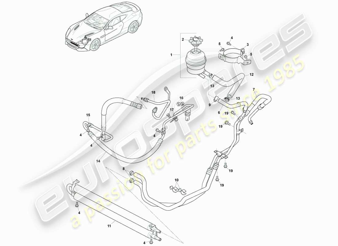 aston martin vanquish (2014) pas-schläuche, lhd bis 15my ersatzteildiagramm