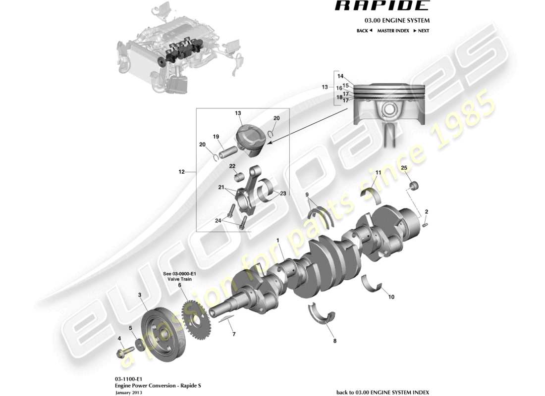 aston martin rapide (2011) teilediagramm für die stromumwandlung