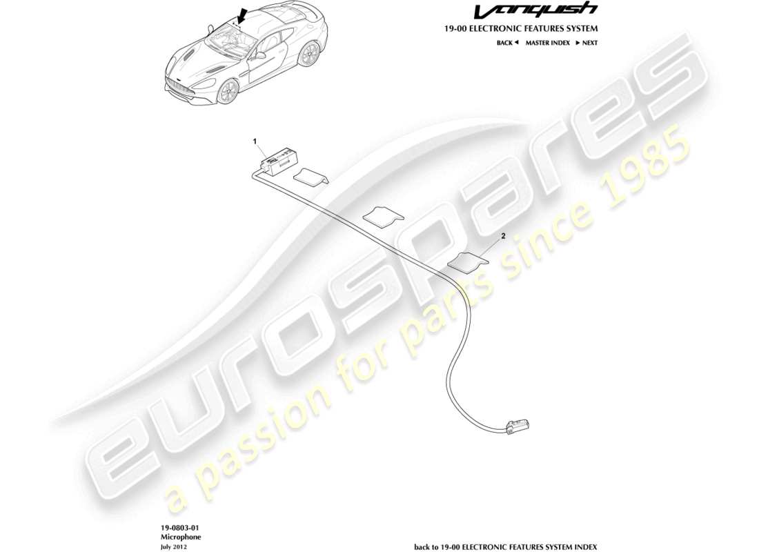 aston martin vanquish (2017) mikrofon-teilediagramm