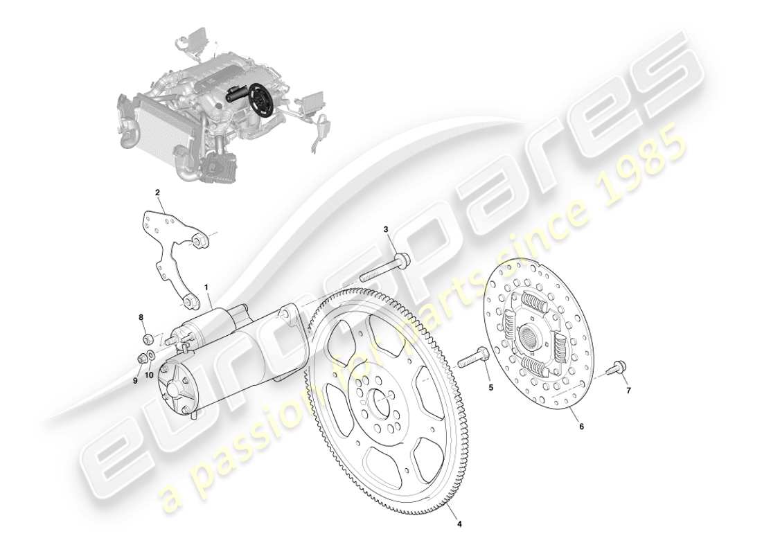 aston martin vanquish (2013) motor ankurbeln, autoteildiagramm