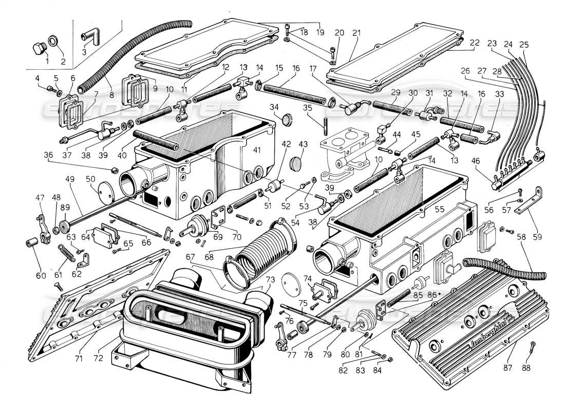 lamborghini jalpa 3.5 (1984) kraftstoffsystem (gültig für usa – mai 1985) teilediagramm