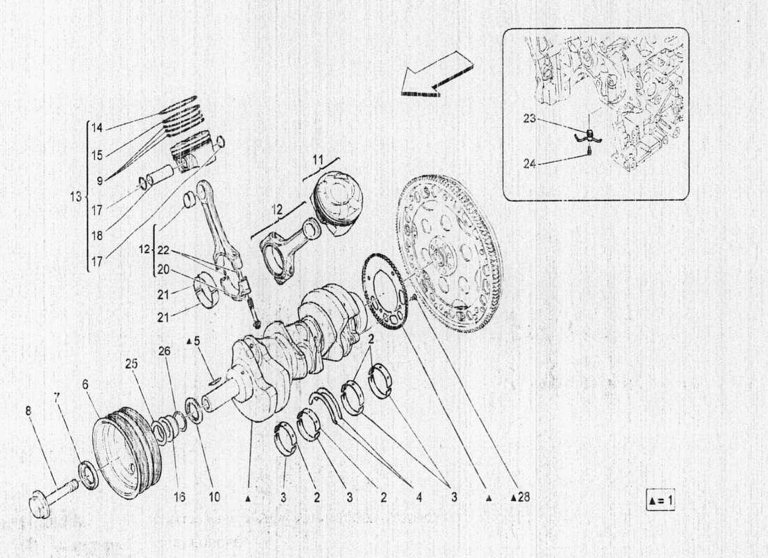 maserati qtp. v6 3.0 bt 410bhp 2015 kurbelmechanismus teilediagramm