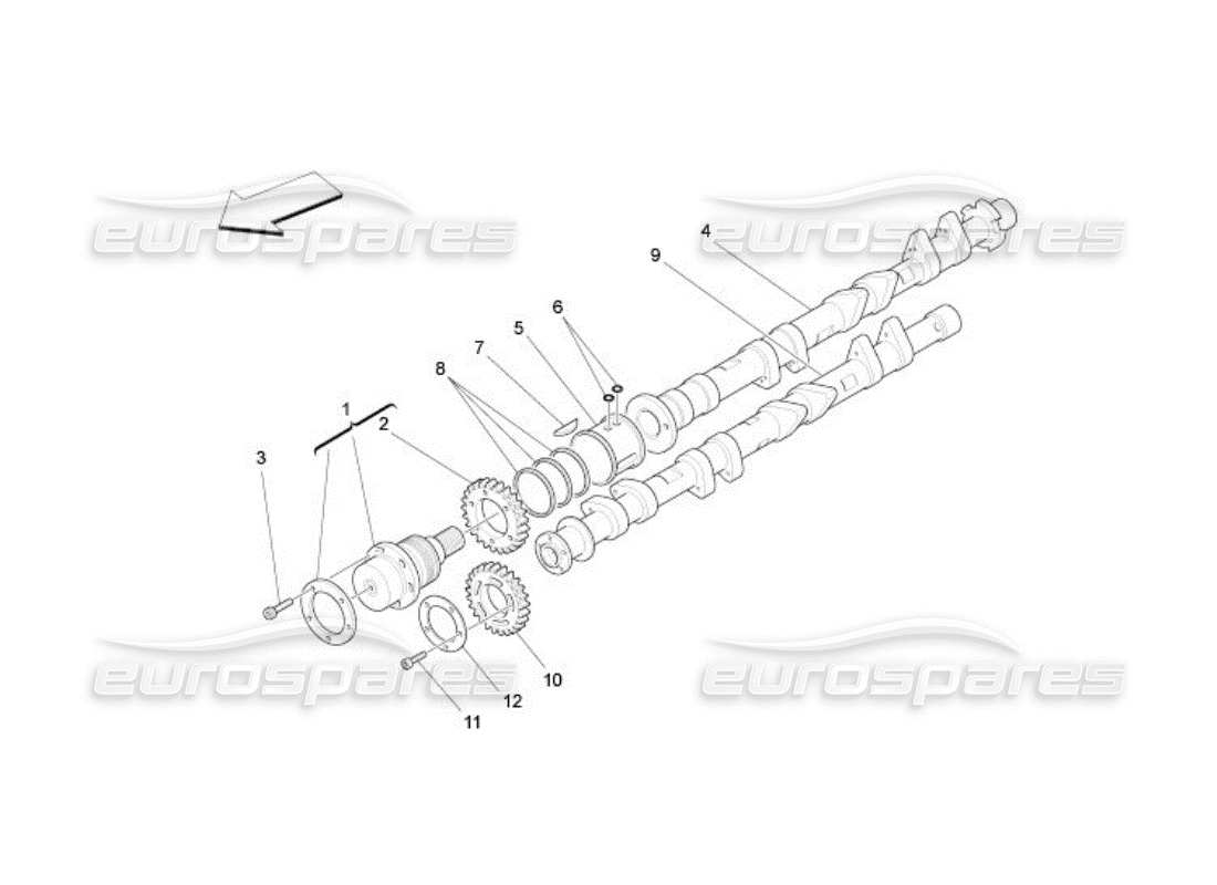 maserati qtp. (2005) 4.2 rh zylinderkopf nockenwellen ersatzteildiagramm
