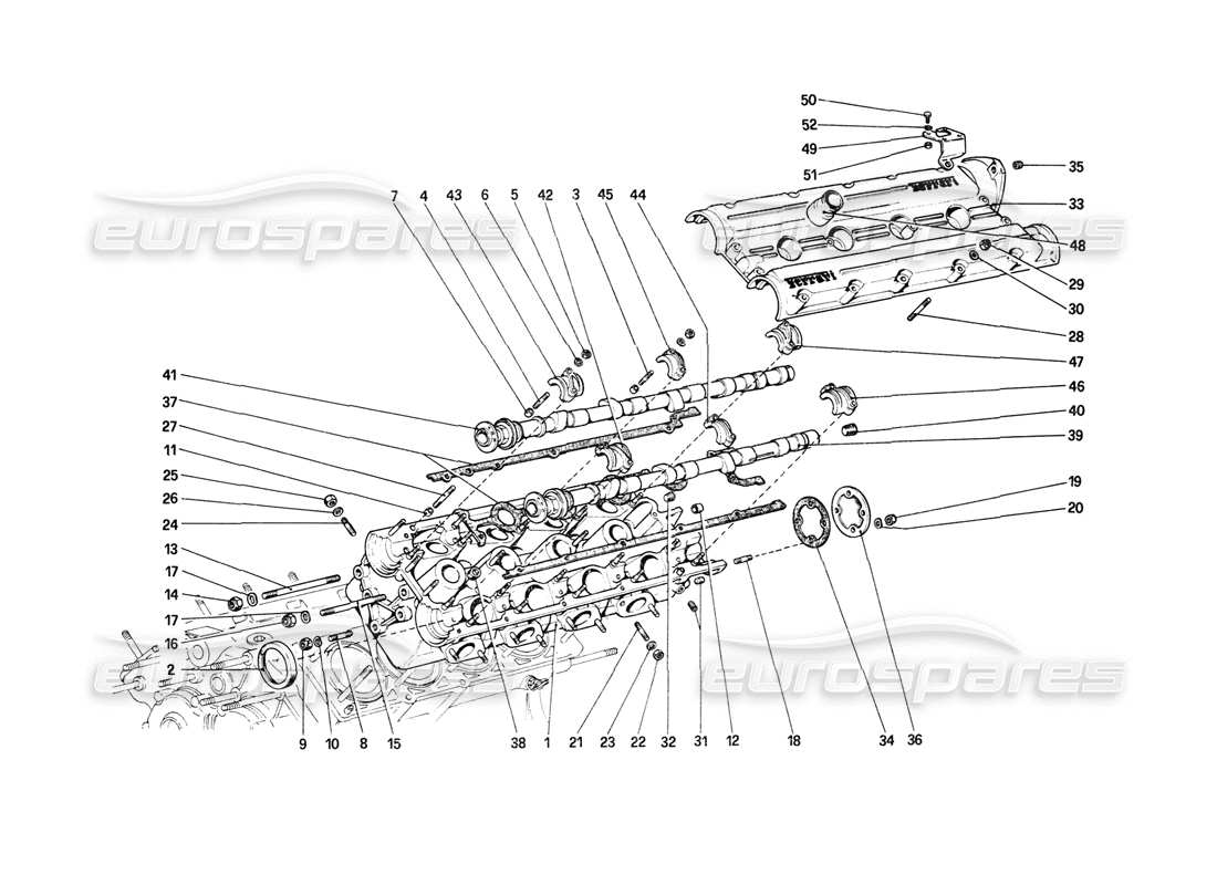 ferrari mondial 8 (1981) zylinderkopf (links) teilediagramm