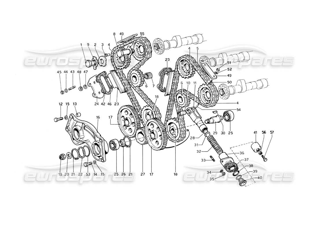 ferrari 246 dino (1975) teilediagramm der zeitsteuerung