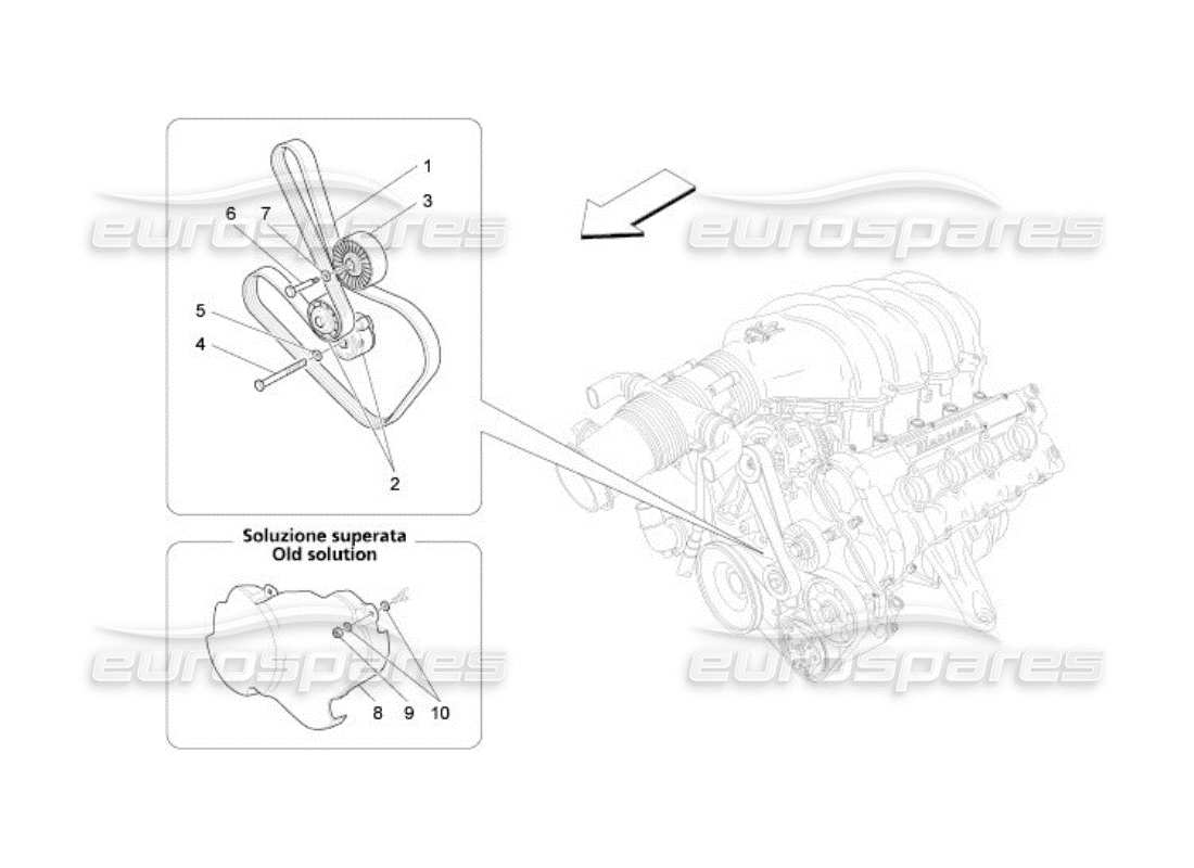 maserati qtp. (2005) 4.2 zusatzgeräteriemen ersatzteildiagramm