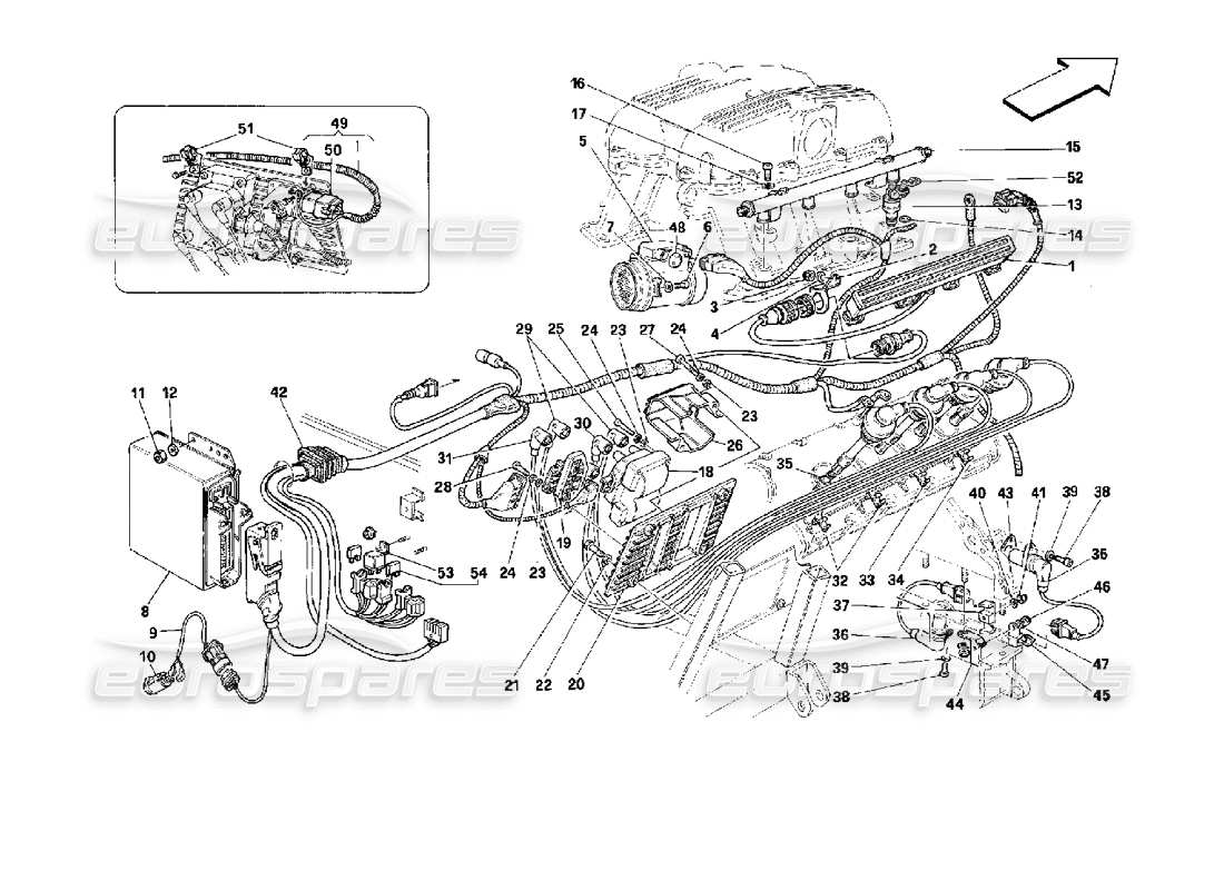 FERRARI MONDIAL 3.4 T COUPE/CABRIO MOTORZÜNDUNG - MOTRONIC 2.7 ERSATZTEILDIAGRAMM ferrari mondial 3.4 t coupe/cabrio motorzündung - motronic 2.7 ersatzteildiagramm