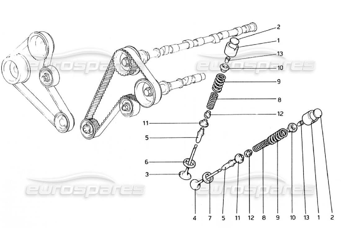 ferrari 308 gtb (1976) steuersystem - stößel-teilediagramm