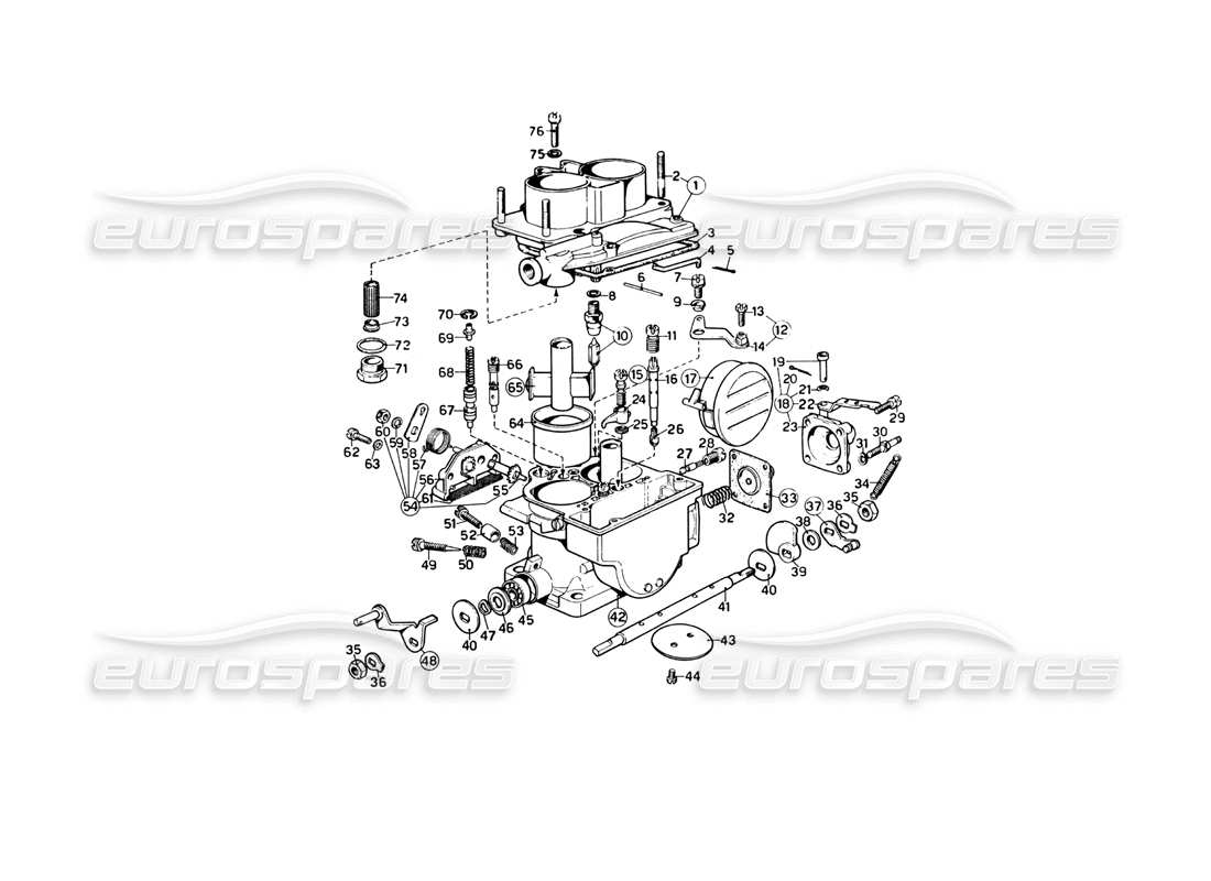 ferrari 246 dino (1975) weber-vergaser (40 dcnf-13) teilediagramm