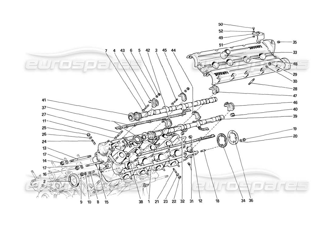 ferrari 308 (1981) gtbi/gtsi zylinderkopf (links) teilediagramm