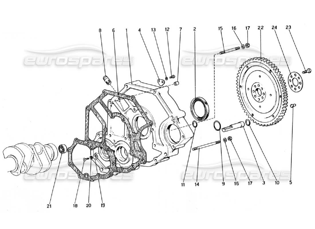 ferrari 308 gtb (1976) schwungrad und kupplungsgehäuse-distanzstück teilediagramm