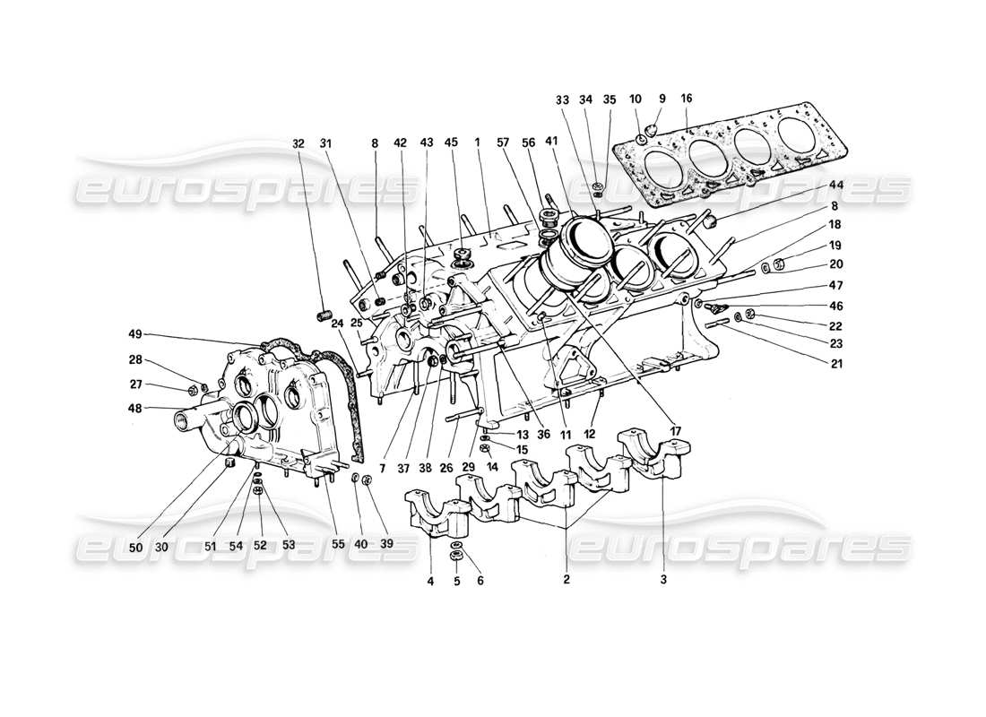 ferrari 308 (1981) gtbi/gtsi kurbelgehäuse-teilediagramm