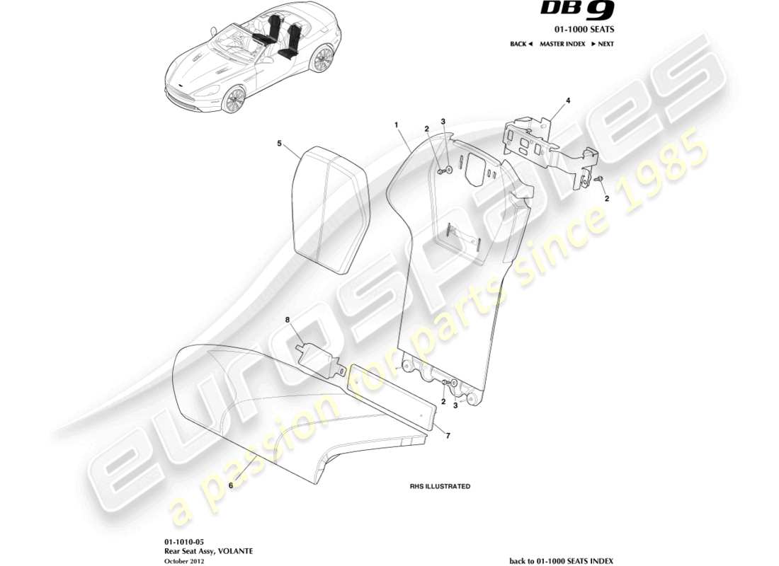 ein teilediagramm aus dem teilekatalog aston martin db9 (2014)