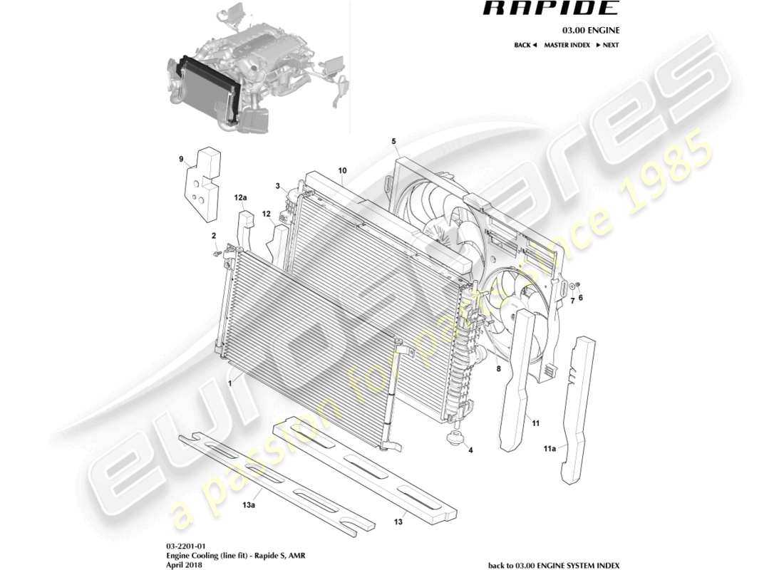 eine teilezeichnung aus dem aston martin rapide (2019) teilekatalog