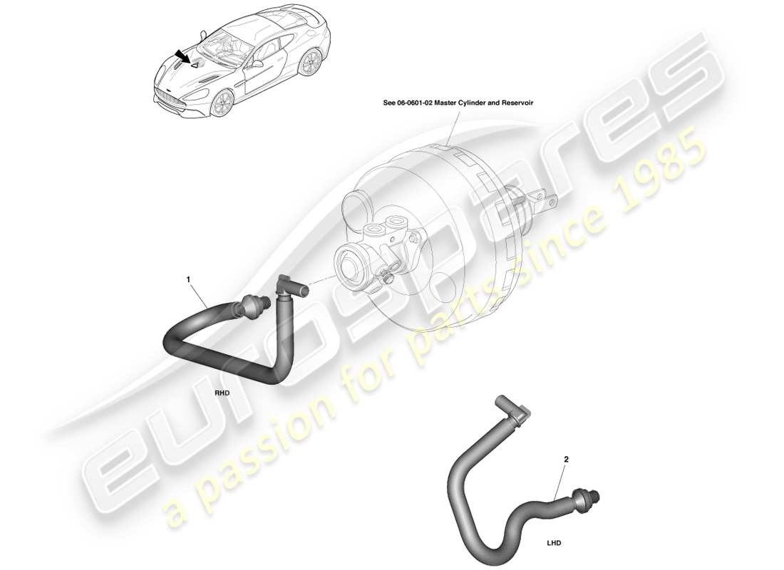 aston martin vanquish (2014) teilediagramm für vakuumbehälterschlauch