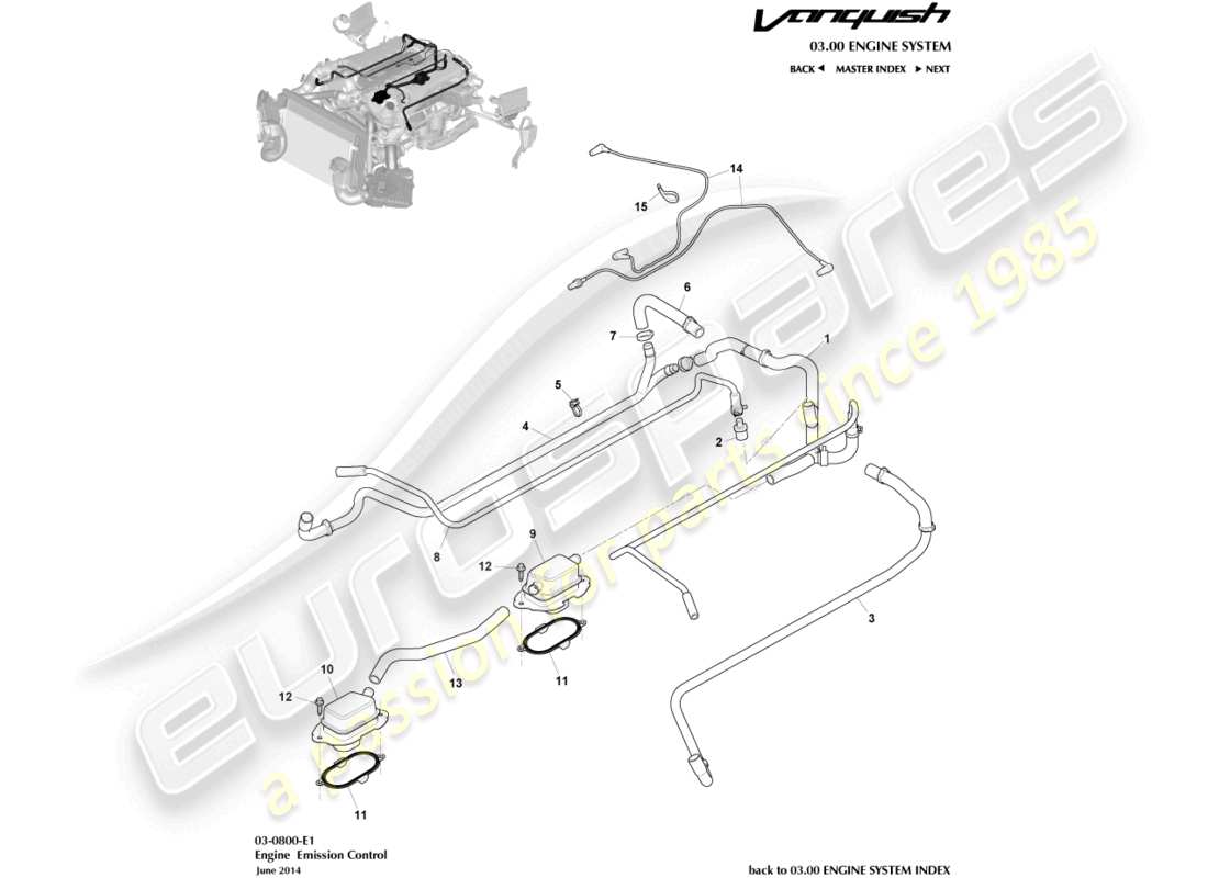 aston martin vanquish (2015) emission control teilediagramm