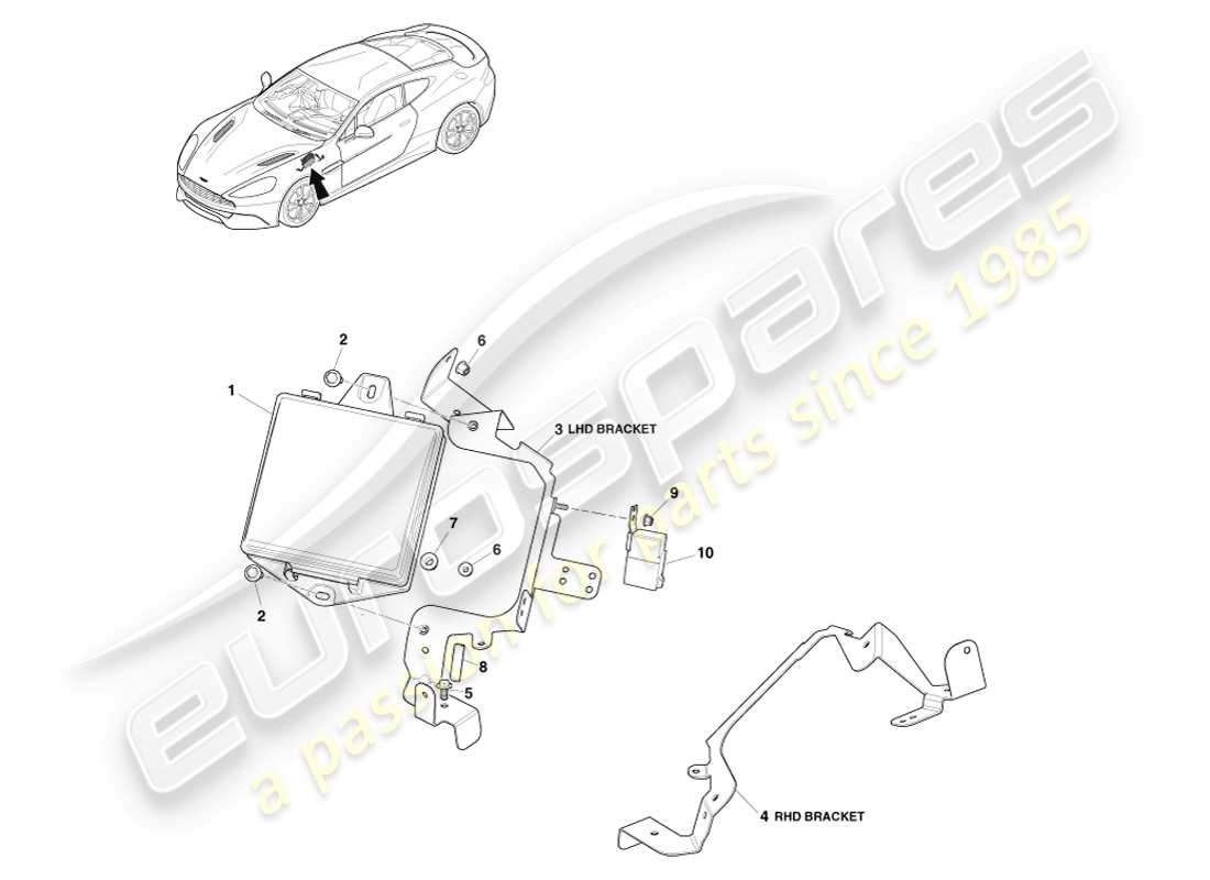aston martin vanquish (2014) teilediagramm des sicherungskastens im motorraum
