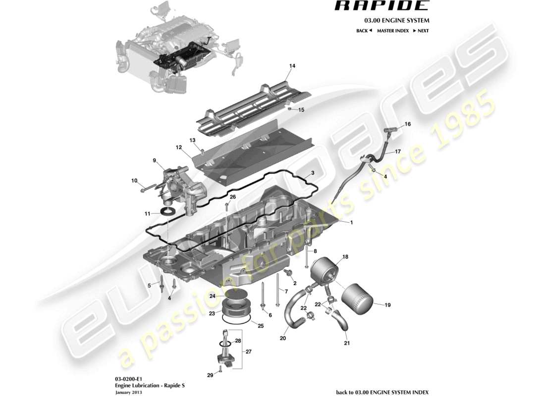 aston martin rapide (2011) motorschmierung teilediagramm