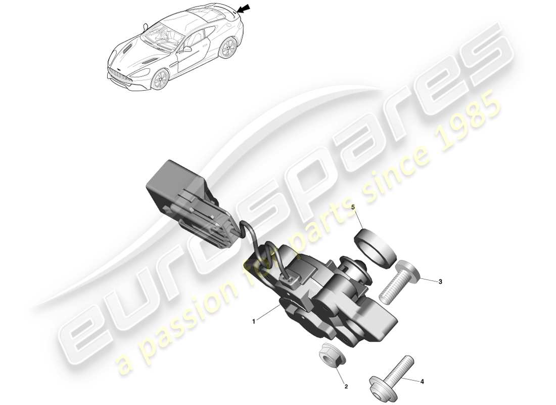 aston martin vanquish (2014) teilediagramm für den äußeren kofferraumdeckelschalter