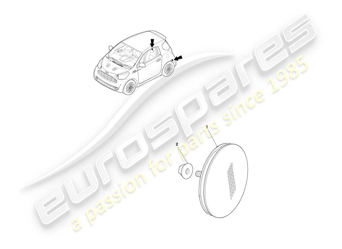 aston martin cygnet (2012) teilediagramm für rückreflektoren