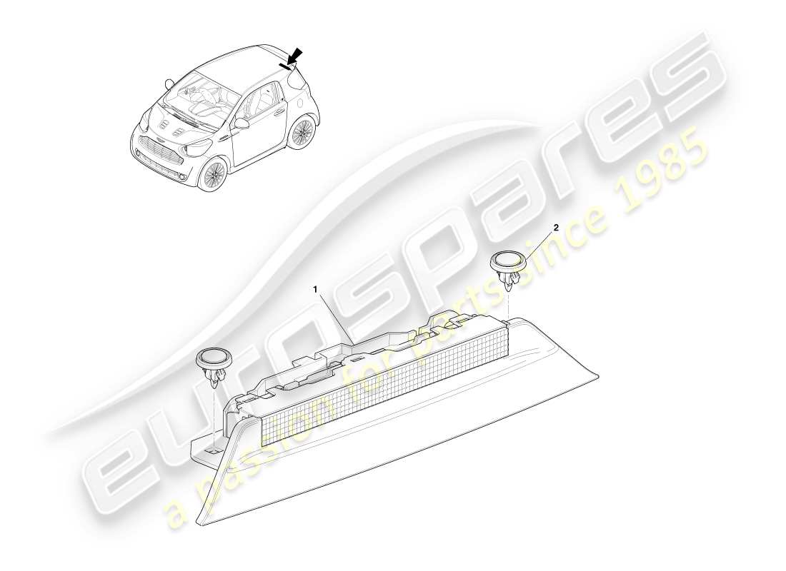 aston martin cygnet (2012) teilediagramm für mittlere bremsleuchte