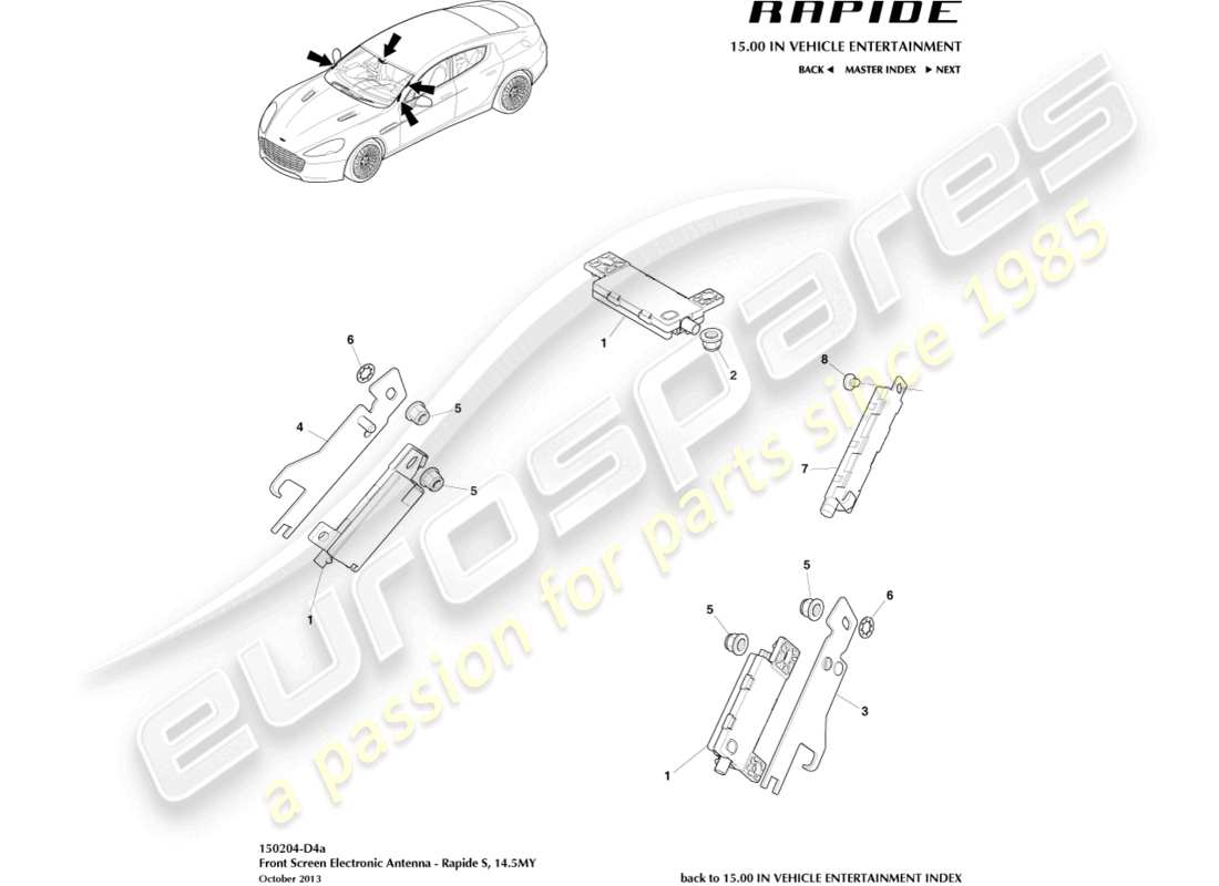 aston martin rapide (2011) elektronische antenne, 14.5my im teilediagramm