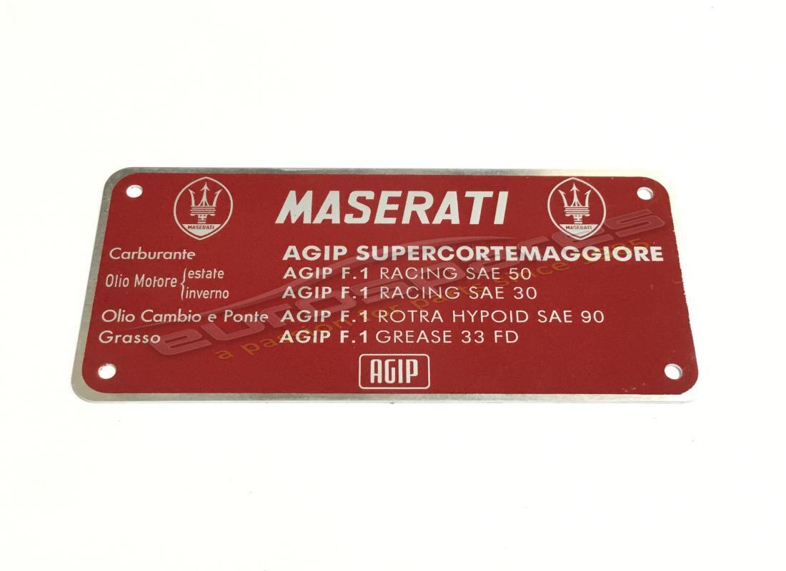 new maserati agip supercortemaggiore plate. part number mpl001 (1)