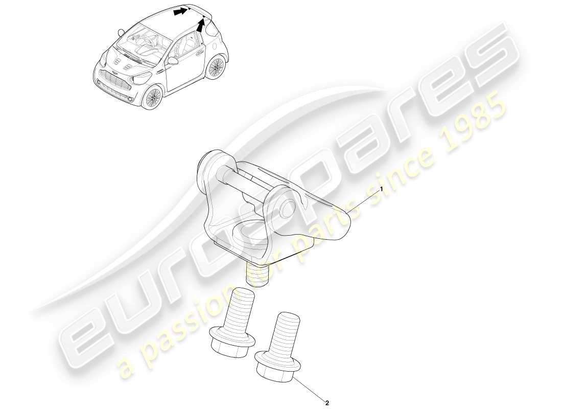 aston martin cygnet (2012) teilediagramm für heckklappenscharniere
