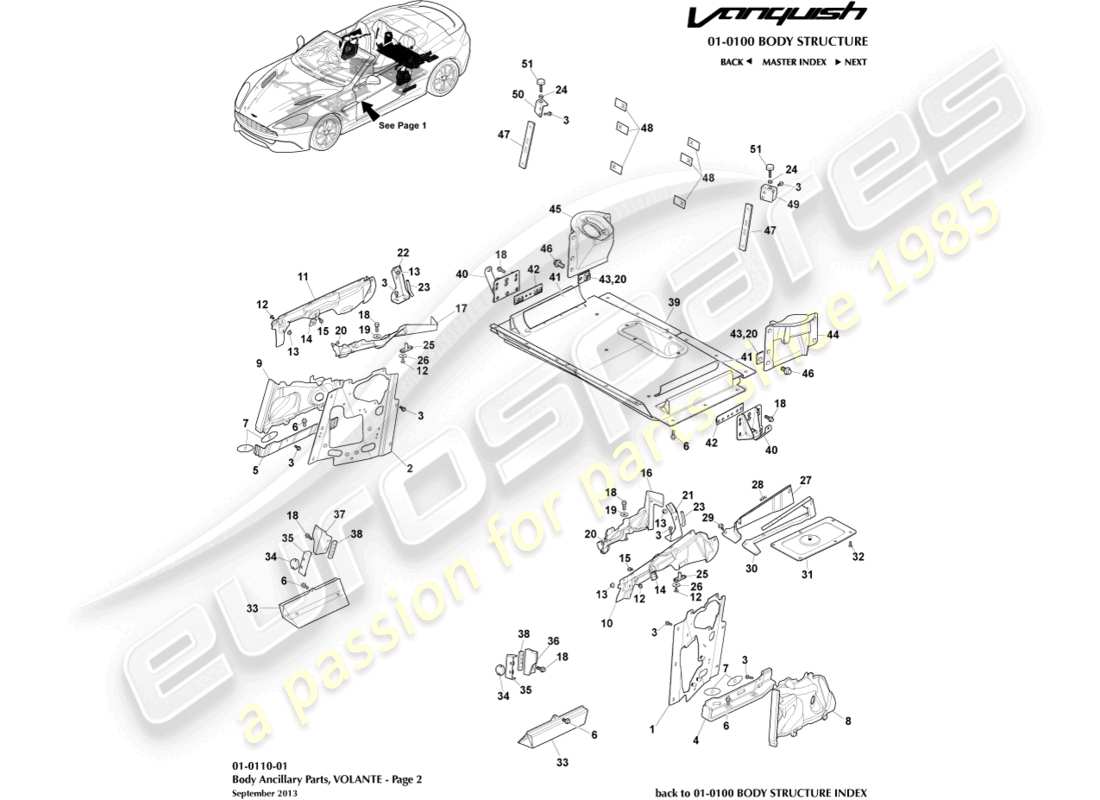 aston martin vanquish (2017) zusatzteile, volante, seite 2 teilediagramm