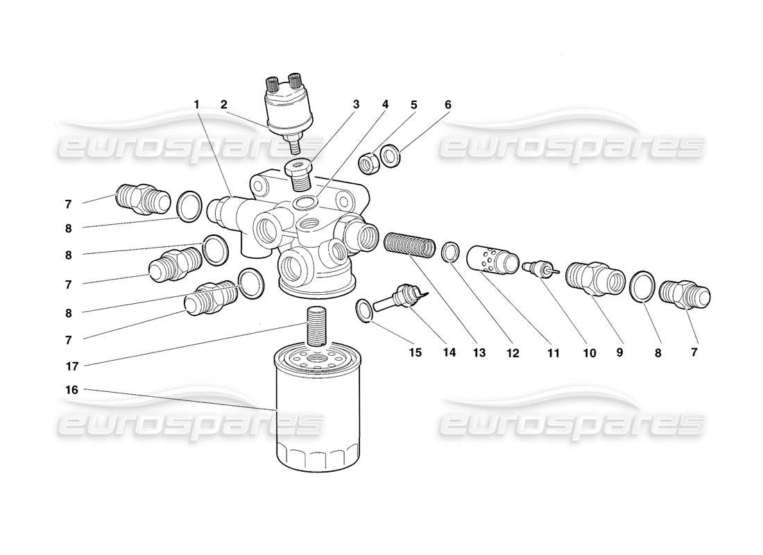 lamborghini diablo sv (1998) motorölfilter und thermostat (gültig für usa und kanada – november 1998) teilediagramm