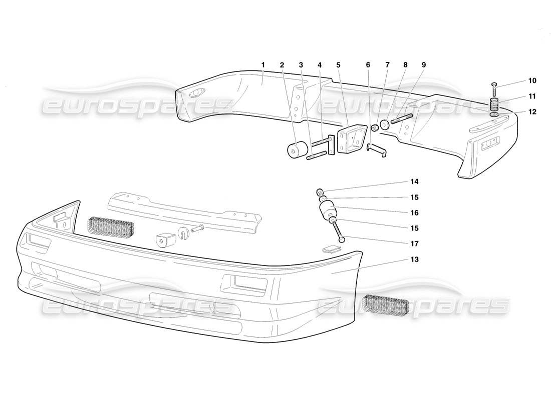 lamborghini diablo sv (1998) stoßfänger (gültig für usa und kanada - november 1998) teilediagramm