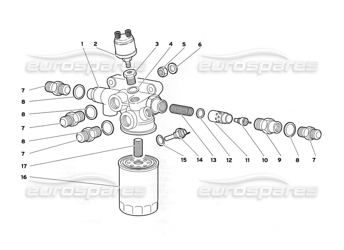 lamborghini diablo sv (1999) motorölfilter und thermostat (gültig für usa und kanada – juli 1999) teilediagramm