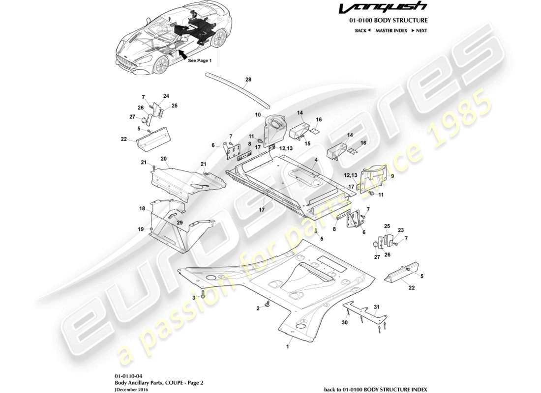 aston martin vanquish (2015) zusatzteile, coupé, seite 2 ersatzteildiagramm