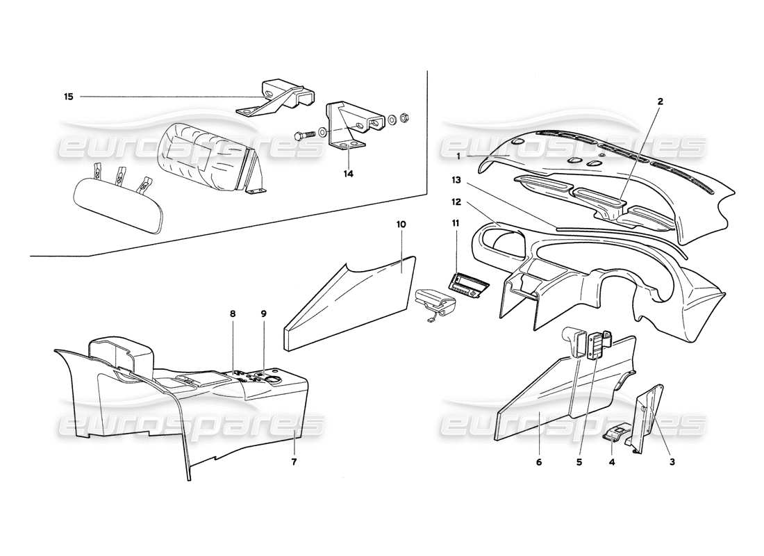 lamborghini diablo 6.0 (2001) teilediagramm für fahrgastraumverkleidungen