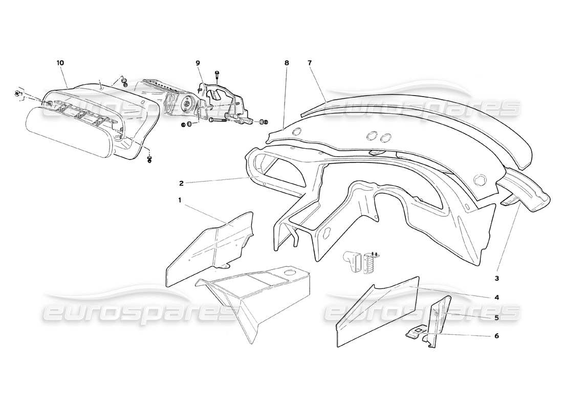 lamborghini diablo sv (1999) fahrgastraumverkleidungen (gültig für gb und australien – juli 1999) teilediagramm