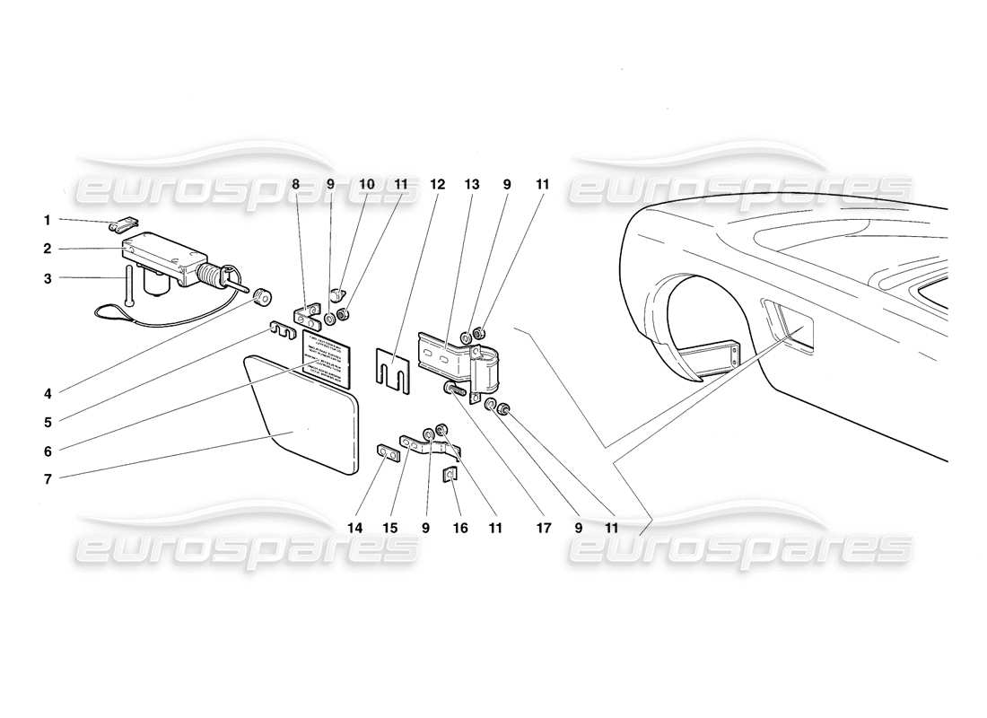 lamborghini diablo sv (1998) tankdeckel (gültig für usa und kanada – november 1998) teilediagramm