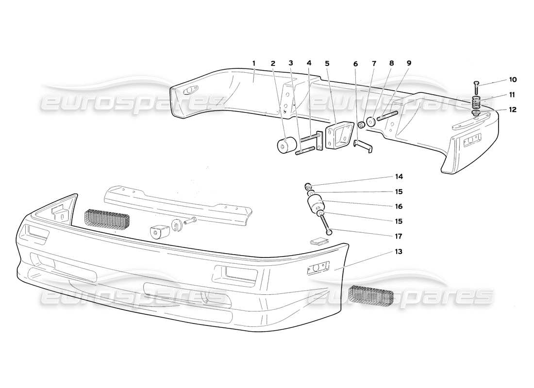 lamborghini diablo sv (1999) stoßstangen (gültig für usa und kanada – juli 1999) teilediagramm