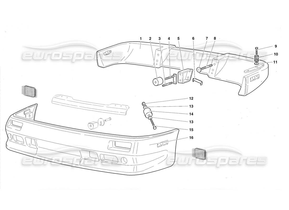 lamborghini diablo roadster (1998) stoßfänger (gültig für usa und kanada 1998) teilediagramm