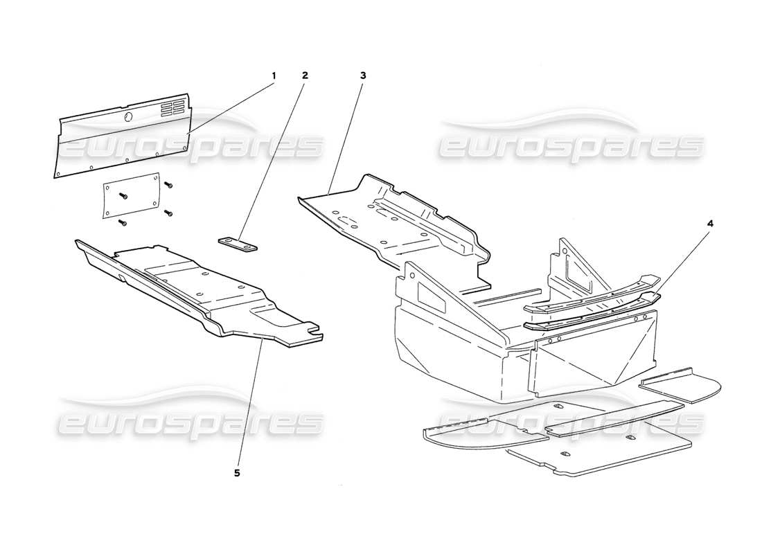 lamborghini diablo 6.0 (2001) rahmenbodenplatten (gültig für gb und australien – märz 2001) teilediagramm