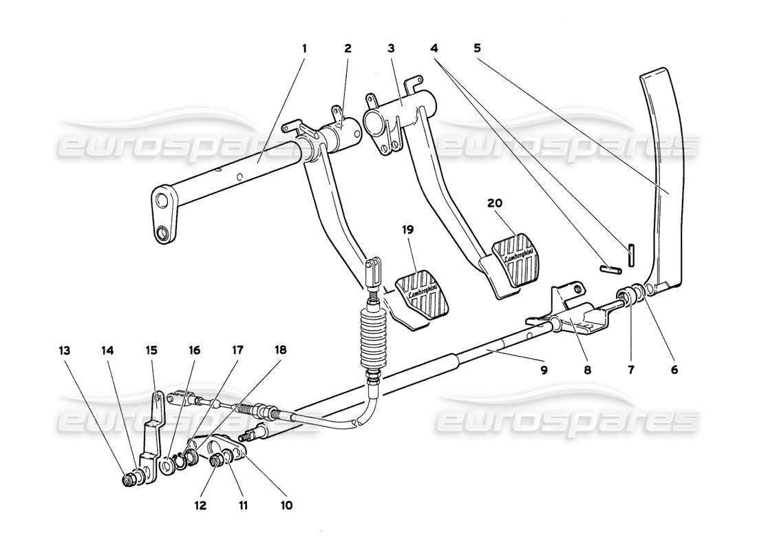 lamborghini diablo 6.0 (2001) pedale (gültig für gb und australien – märz 2001) teilediagramm