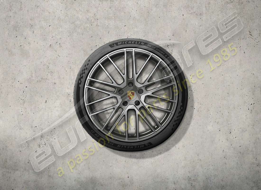neu porsche 21-inch turbo design sommerradsatz - titanfarbe. teilenummer 976044660k (2)