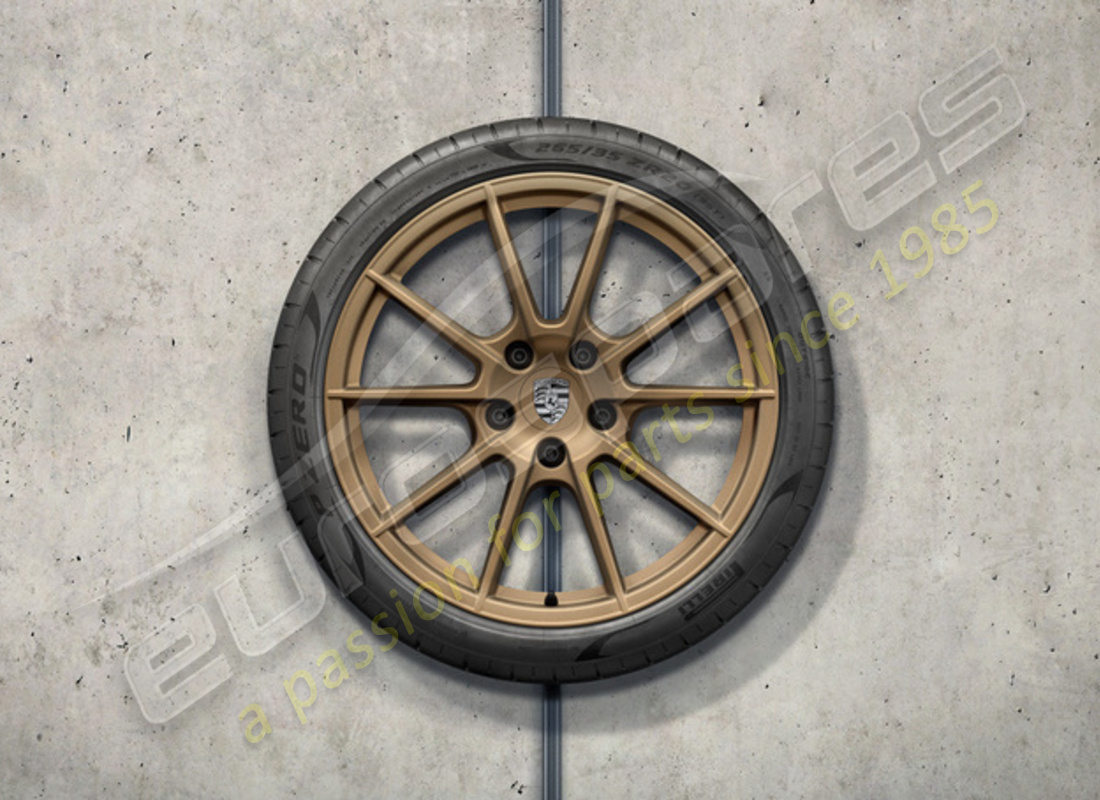 neu porsche 20-inch 718 sport sommerradsatz, lackiert in aurum (seidenlängend) - 10-spoke design. teilenummer 98204460216 (1)