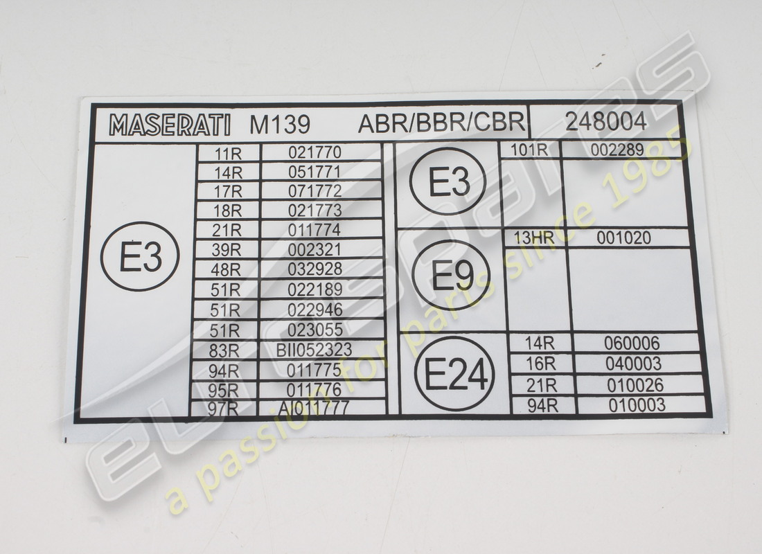 neues maserati ece-vorschriften-schild. teilenummer 248004 (1)