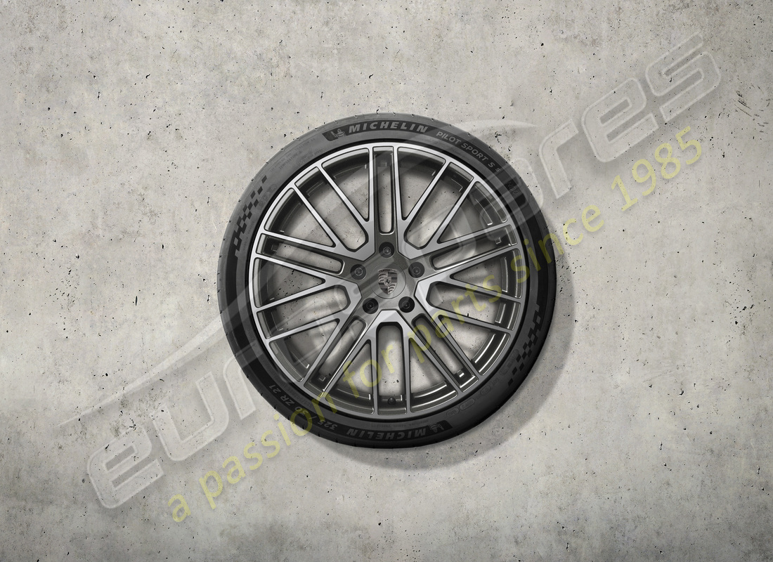 neu porsche 21-inch turbo design sommerradsatz - titanfarbe. teilenummer 976044660k (1)