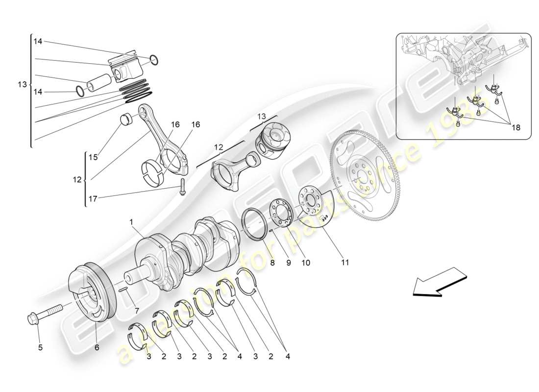 maserati qtp 3.0 tds v6 275hp (2015) kurbelmechanismus teilediagramm